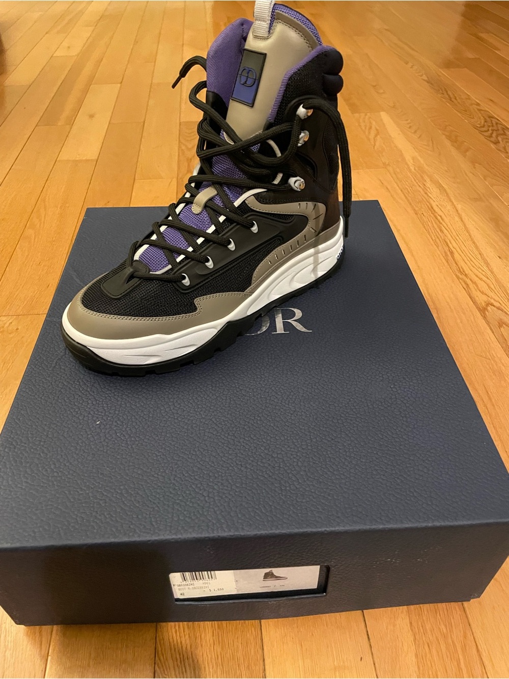Dior Men's High-Top Rain & Snow Boot in Black, Gray & Purple